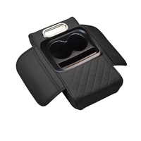 CAR SPACE Boîte de rangement universelle en cuir pour accoudoir avant de voiture, multifonctionnelle, avec rehausseur, porte-mouchoirs et porte-gobelet pour console