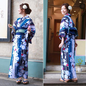 Yukata femmes sur mesure <span class=keywords><strong>traditionnel</strong></span> japonais dames bleu matin gloire Mujer Kimono été Yukata robe - Product Image 5