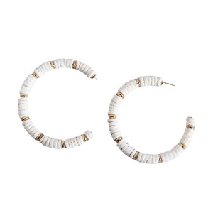 Pendientes de <span class=keywords><strong>Aro</strong></span> en Forma de C con Cuentas de Concha Blanca, Estilo Bohemio, Geométricos, Grandes, para Mujer, Joyería de Playa, Tendencia 2026 - Product Image 5