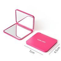 Miroir de maquillage compact portable double face pliable personnalisé pour cadeau