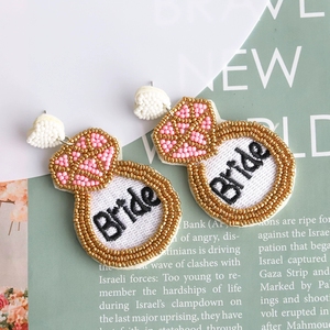 Handmade Beaded Bride Earrings with Embroidery Letter for Wedding <strong>Bridal</strong> Shower Engagement Party Bridesmaid <strong>Jewelry</strong> <strong>Set</strong> Gift - Product Image 3