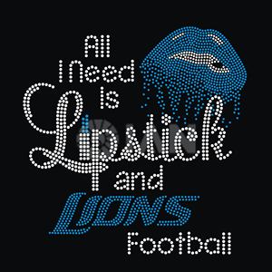 אריות כדורגל לוגו עיצוב שפתיים rhinestone עבור קישוט חולצת טריקו מותאמת אישית - Product Image 2