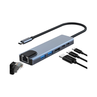 6 en 1 USB C Hub con 4K HDMI 100W PD Gigabit Ethernet 3Puertos USB para MacBook iPad Dell XPS Surface Adaptador universal
