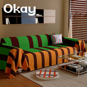 Funda de Sofá Retro a Rayas, Funda Elástica de Imitación de Lino para Sofá Doble, Cobertura Total, Tipo Almohadilla, Diseño Retro Jungle Walk - Product Image 5