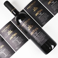 Feuille d'or violet personnalisé en relief UV protégé étanche étiquettes en papier adhésif durable fort pour les bouteilles de vin rouge faux