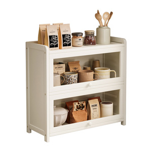 Storage Cabinet 3 Tier White Kitchen Countertop Organizer For Food Storage Daily Necessities <b>Desktop</b> <b>Shelf</b> - Product Image 5