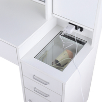 Miroir et lumières modernes blancs à haute efficacité, mobiles, 3 modes d'éclairage, coiffeuse avec tiroirs pour hôtel et chambre à coucher
