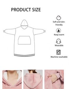 <b>Personalized</b> Polyester Soft Wearable Hood with Big Pocket Oversized Hoodie <b>Blanket</b> for Adult Kids - Product Image 4