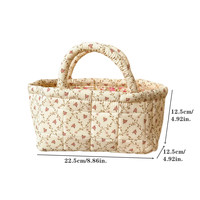 Ensemble de paniers de rangement en tissu à motif floral style campagnard, écologiques, avec poignées, design carré multifonctionnel pour la maison