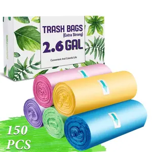 2,6 galones claro Extra fuerte pequeña papelera bolsas de basura para dormitorio, hogar, cocina, baño, 150 cuentas 5 color