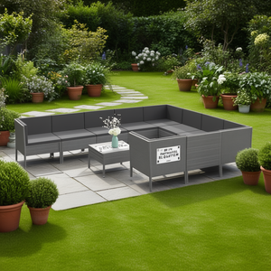 Set Lounge da Giardino Modulare in Rattan PE Grigio, Arredamento da Esterno con Oltre 10 Posti, Design Contemporaneo - Product Image 2