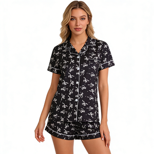 Set Hongbo <span class=keywords><strong>di</strong></span> T-shirt e Pantaloncini, Pigiama Estivo da Donna, Abbigliamento da Notte <span class=keywords><strong>di</strong></span> Design, Set Pigiama Carino in 2 Pezzi con Pantaloncini per Donne - Product Image 4