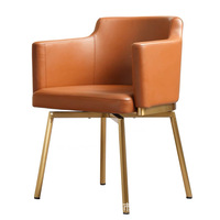 Chaise d'étude en cuir d'accoudoir de designer italien pivotant en fer léger de luxe pour la réception à domicile MDF moderne Art Style minimaliste