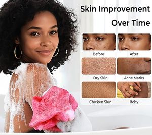 Lot de 3 éponges de bain africaines en loofah, longues éponges exfoliantes pour la douche, pour une peau lisse, design simple, coffret cadeau - Product Image 3