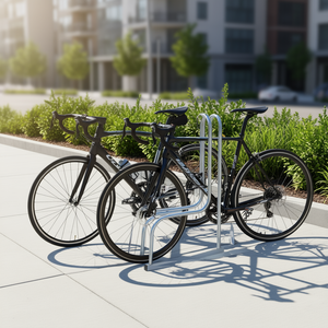 Support de vélo autoportant en acier galvanisé argenté 40-45 cm pour 2 vélos - Product Image 2