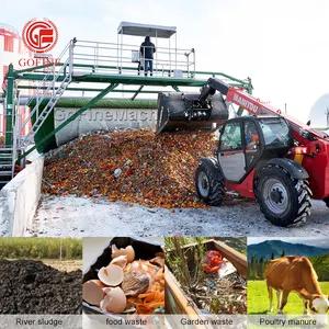 1-10 t/h Frango Estrume Fermentação Compost Windrow Cover Roller Máquina Linha De Produção De Fertilizantes Orgânicos