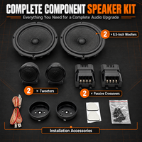 Nouvel ensemble de haut-parleurs de voiture YB 6,5 pouces 2 voies avec tweeters, crossovers en fer, kit de mise à niveau audio automobile 12V, garantie 12 mois
