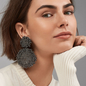 La nueva gran tejido con cuentas pendientes Bohemia estilo resort perlas de color pendientes de la flor estrella accesorios de - Product Image 1