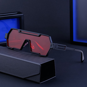 Super Hot Eyewear Fashion Y2K Oversized <b>Flat</b> <b>Top</b> One Piece Lens Square Steampunk <b>Sunglasses</b> - Product Image 3