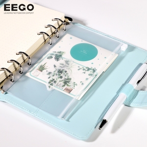 Carpeta de 6 anillas recargable de cuero Pu <span class=keywords><strong>A6</strong></span> A5, cuaderno de hojas sueltas hecho a medida desmontable, bonito diario Premium con pegatina - Product Image 6