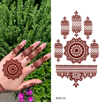 Faux autocollant de tatouage au henné imperméable de style Mandala Mehndi indien en blanc marron pour les fêtes de mariage