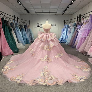 Robe de bal rose en mousseline Dy8552, décolleté cœur, taille naturelle, broderie 3D, robe de soirée vintage, tenue de cérémonie pour adulte - Product Image 6