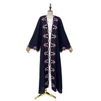 Nouvelle Robe Longue Noire d'Été, Cardigan Brodé en Dentelle Patchwork, Tunique Tendance pour Femme