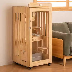 Cage à chat en bois massif de qualité supérieure, villa verticale pour chat avec plateformes à plusieurs niveaux pour les petits espaces, maison en bois pour chat personnalisable - Product Image 3
