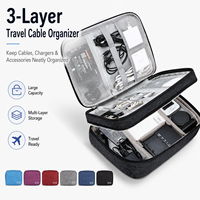 Organizer Kabel Data Serbaguna 3 Lapis Kubus Kapasitas Tinggi Kationik Pengisi Daya Hard Drive Portabel Headphone Siap Digunakan Saat Perjalanan