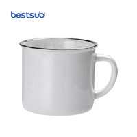 Mug en céramique émaillée BestSub 10oz B10TC-K 300ml, personnalisable avec photo pour sublimation, blancs vierges, tasses en céramique premium avec revêtement