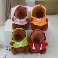 En gros, porte-clés en peluche Capybara multicolore à capuche, mini motif de fruits de dessin animé, breloque de sac, pour le quotidien et les petites fêtes