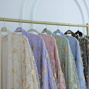 MEXIZO 2025 Abito Lungo Musulmano in Tulle Ricamato a 2 Pezzi, Abaya di Dubai, Produttore e Grossista di Abaya di Dubai - Product Image 6