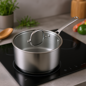 Cacerola de Acero Inoxidable de 4 Cuartos de Galón con Tapa de Vidrio, Antiadherente, Compatible con Cocina de Inducción, Apta para Lavavajillas - Product Image 2