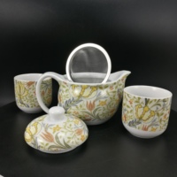 Service à thé en porcelaine 10 oz avec tasses de 4 oz, thé pour deux, théière en céramique, impression personnalisée sur toute la surface, bec verseur lisse, cadeau