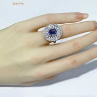 Bague de fiançailles et de mariage en argent sterling S925 pour femme, avec moissanite ovale VVS Clarity, double halo et grappe de pierres taille poire, cadeau idéal