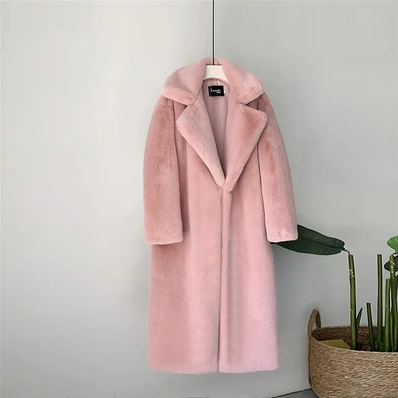 Dropshipping 2021 winter women clothing women Faux Mink Fur Trench Cozy Long Coat With Lapel For women Winter Outwear