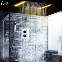 Ensemble de douche LED mural au plafond, salle de bains, système de douche à pluie en acier inoxydable 304, 360x500mm avec robinet mitigeur thermostatique
