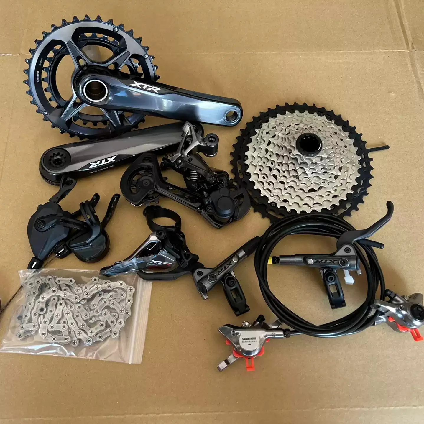 Shimamo xtr m9100 groupset de freio com 24 velocidades, cassete de pedaleira para bicicleta de montanha, mtb