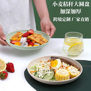 Wheat Straw Round Plate <b>Microwaveable</b> Food Grade Disposable Plate For Takeaway Use - Product Image 3