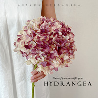 Hortensias artificiels en soie aux couleurs d'automne, effet brûlé, pour arrangements floraux vintage, accessoires de photographie et décoration de salon