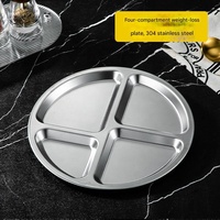 Plato Dividido de Acero Inoxidable 304 de 26.3 cm, Bandeja de Comida con 4 Compartimentos, Plato para Control de Porciones para Adultos, Apto para Lavavajillas