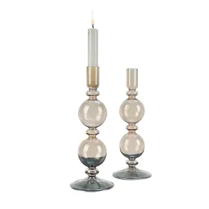 Wholesale Customized Multi-color Glass Candle Holder Bubble Candlestick For Wedding Party Decor