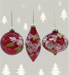 Boules <span class=keywords><strong>de</strong></span> Noël en verre soufflé faites à la main <span class=keywords><strong>de</strong></span> 8 cm, motif rouge personnalisé, couleur changeante, haute qualité, faible MOQ, pour les fêtes, vente en gros - Product Image 4