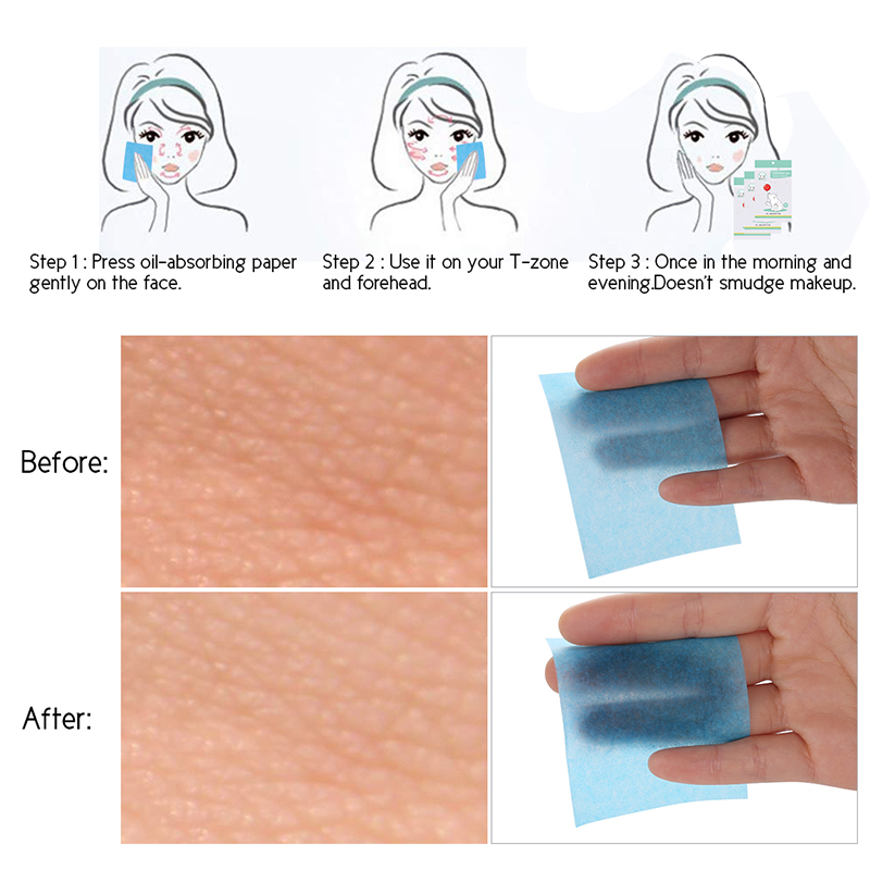 50pcs Portable Custom Logo Pocket Oil Blotting Paper Oil Absorbing Facial Clean Refreshing Face Oil Absorbing Paper Sheet SY002