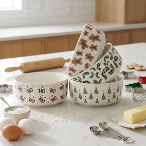 Christmas Design Nordic Style Heat Resistant Eco-Friendly <b>Large</b> Porcelain <b>Bowl</b> for Salad Soup or Home Dinnerware 5-Inch - Product Image 1