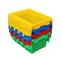 VENTE FLASH - Grandes caisses en plastique empilables avec couvercle intégré - Boîtes de distribution logistique pour déménagement et entrepôt