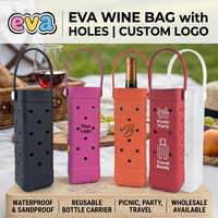 Groothandel EVA Wijn Draagtas Op Maat Logo Waterdichte Flessentas Herbruikbare Wijn Cadeautas voor Bruiloft Feest Vakantie
