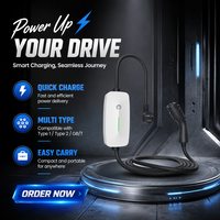 Chargeur EV portable à affichage LED 7kW 32A Type 2 réglable pour voiture électrique