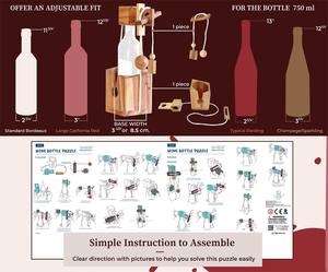 Puzzle di <span class=keywords><strong>bottiglia</strong></span> arredamento rustico della stanza stimolante 3D <span class=keywords><strong>rompicapo</strong></span> in legno portabottiglie di <span class=keywords><strong>vino</strong></span> serratura in legno puzzle regali divertenti - Product Image 6