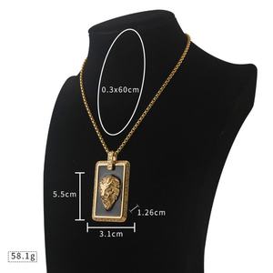 Colgante de Cabeza de León de Acero Inoxidable para Hombre, Moderno y Personalizado, con Resina Epoxi Retro, Chapado en Oro y Acero de Titanio - Product Image 6